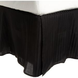 Superior Combed Cotton 300 Thread Count Bed Skirt Stripe, Black, Twin(Black)