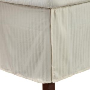 Superior Combed Cotton 300 Thread Count Bed Skirt Stripe, Black, Twin(Ivory)