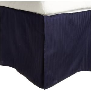 Superior Combed Cotton 300 Thread Count Bed Skirt Stripe, Black, Twin(Navy Blue)