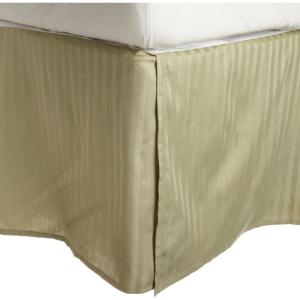 Superior Combed Cotton 300 Thread Count Bed Skirt Stripe, Black, Twin(Sage)