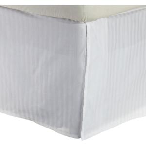 Superior Combed Cotton 300 Thread Count Bed Skirt Stripe, Black, Twin(White)