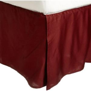 Superior Combed Cotton, 300 Thread Count Pleated Bed Skirt, Twin, Ivory(Burgundy)