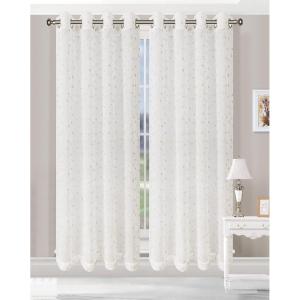 Superior Cormac Sheer Curtains, Window Accents for Family Room or Bedroom, Modern Eclectic Transitional Style, Decorative Geometric Trellis with Grommets, Curtain Set of 2 Panels, 52″ W X 63″ L, Ivory(Champagne)