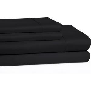 Superior Cotton 300-Thread Count Solid Deep Pocket Sheet Set, King, Light Grey, 4-Piece Set(Black)