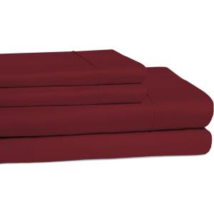 Superior Cotton 300-Thread Count Solid Deep Pocket Sheet Set, King, Light Grey, 4-Piece Set(Burgundy)