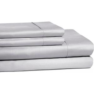 Superior Cotton 300-Thread Count Solid Deep Pocket Sheet Set, King, Light Grey, 4-Piece Set(Light Grey)