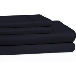 Superior Cotton 300-Thread Count Solid Deep Pocket Sheet Set, King, Light Grey, 4-Piece Set(Navy Blue)