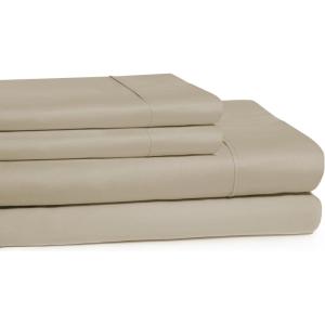Superior Cotton 300-Thread Count Solid Deep Pocket Sheet Set, King, Light Grey, 4-Piece Set(Tan)