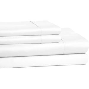 Superior Cotton 300-Thread Count Solid Deep Pocket Sheet Set, King, Light Grey, 4-Piece Set(White)