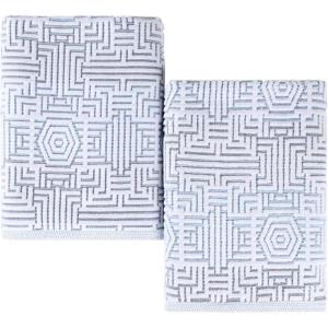 Superior Cotton 8-Piece Towel Set, Quick Dry, Bathroom Essentials, Shower, Spa, Luxury Plush Soft Absorbent Towels, Includes 2 Bath, 2 Hand, 4 Washcloth/Face Towels, Jasper Collection, Platinum(Blue)