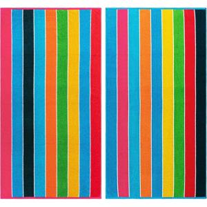 Superior Cotton Beach Towels, Towel Set for Kids, Pool, Swimming, Adults, Oversized, Absorbent, Fast Drying, Bathroom Basics, Nautical, Yacht Club Collection, 34″ x 64″, Navy Blue/White, 2 Piece(Rainbow – Multi Colored)