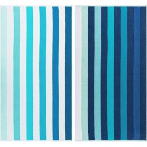 Superior Cotton Beach Towels, Towel Set for Kids, Pool, Swimming, Adults, Oversized, Absorbent, Fast Drying, Bathroom Basics, Nautical, Yacht Club Collection, 34″ x 64″, Navy Blue/White, 2 Piece(Blue)
