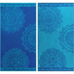 Superior Cotton Beach Towels, Towel Set for Kids, Pool, Swimming, Adults, Oversized, Absorbent, Fast Drying, Bathroom Basics, Nautical, Yacht Club Collection, 34″ x 64″, Navy Blue/White, 2 Piece(Floral – Blue)