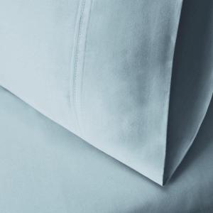 Superior Cotton Blend 600 Thread Count Pillowcases, Cotton Rich Pillow Case 2 Pack, Solid Pillow Covers, Everyday Comfort Basics, Bedding Essentials, Bed Accents, Set of 2, Standard Size, White(Light Blue)
