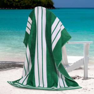 Superior Cotton Cabana Striped Beach Towels, Colorful Towels for Adult, Kid, Pool, Swimming, Sand, Travel, Large Oversized, Absorbent, Fast Drying, Bath Basics, Cabana Collection, 1 Piece, Orange(Dark Green)
