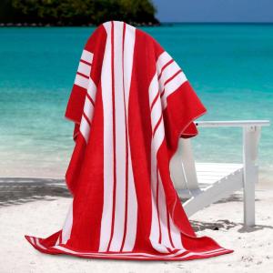 Superior Cotton Cabana Striped Beach Towels, Colorful Towels for Adult, Kid, Pool, Swimming, Sand, Travel, Large Oversized, Absorbent, Fast Drying, Bath Basics, Cabana Collection, 1 Piece, Orange(Red)