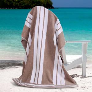 Superior Cotton Cabana Striped Beach Towels, Colorful Towels for Adult, Kid, Pool, Swimming, Sand, Travel, Large Oversized, Absorbent, Fast Drying, Bath Basics, Cabana Collection, 1 Piece, Orange(Taupe)