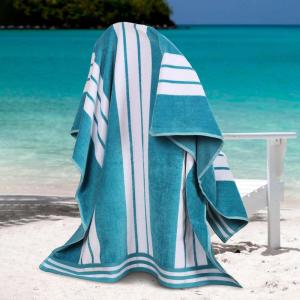 Superior Cotton Cabana Striped Beach Towels, Colorful Towels for Adult, Kid, Pool, Swimming, Sand, Travel, Large Oversized, Absorbent, Fast Drying, Bath Basics, Cabana Collection, 1 Piece, Orange(Turquoise)