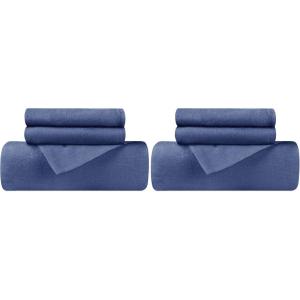 Superior Cotton Flannel Duvet Cover Set, Brushed Cotton Bedding, Cozy Comfort, Soft, 3-Piece Set Includes 1 Duvet Cover with Button Closure, 2 Pillow Shams, Solid Design, Full/Queen, White(Navy Blue)