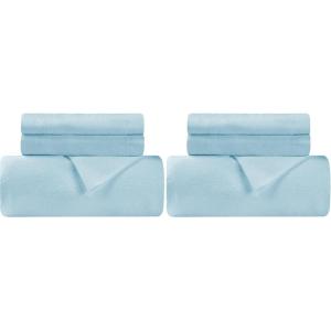 Superior Cotton Flannel Duvet Cover Set, Brushed Cotton Bedding, Cozy Comfort, Soft, 3-Piece Set Includes 1 Duvet Cover with Button Closure, 2 Pillow Shams, Solid Design, Full/Queen, White(Light Blue)