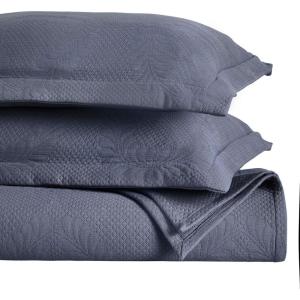 Superior Cotton Fleur De Lis Bedspread Set, Warm Blankets, All-Season Bedding, Bedroom Decor, Decorative Boho Medallion Coverlet, Includes 1 Bedspread, 2 Pillow Shams, Full, Peach(Denim Blue)