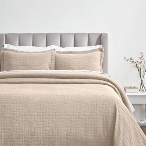 Superior Cotton Fleur De Lis Bedspread Set, Warm Blankets, All-Season Bedding, Bedroom Decor, Decorative Boho Medallion Coverlet, Includes 1 Bedspread, 2 Pillow Shams, Full, Peach(Beige 01)
