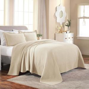 Superior Cotton Fleur De Lis Bedspread Set, Warm Blankets, All-Season Bedding, Bedroom Decor, Decorative Boho Medallion Coverlet, Includes 1 Bedspread, 2 Pillow Shams, Full, Peach(Ivory 03)