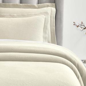 Superior Cotton Fleur De Lis Bedspread Set, Warm Blankets, All-Season Bedding, Bedroom Decor, Decorative Boho Medallion Coverlet, Includes 1 Bedspread, 2 Pillow Shams, Full, Peach(Ivory 02)