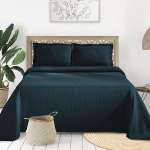 Superior Cotton Fleur De Lis Bedspread Set, Warm Blankets, All-Season Bedding, Bedroom Decor, Decorative Boho Medallion Coverlet, Includes 1 Bedspread, 2 Pillow Shams, Full, Peach(Deep Sea)
