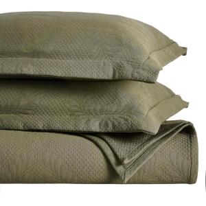 Superior Cotton Fleur De Lis Bedspread Set, Warm Blankets, All-Season Bedding, Bedroom Decor, Decorative Boho Medallion Coverlet, Includes 1 Bedspread, 2 Pillow Shams, Full, Peach(Olive Green 01)