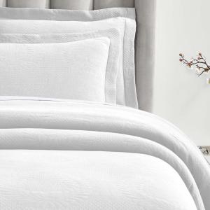 Superior Cotton Fleur De Lis Bedspread Set, Warm Blankets, All-Season Bedding, Bedroom Decor, Decorative Boho Medallion Coverlet, Includes 1 Bedspread, 2 Pillow Shams, Full, Peach(White 02)