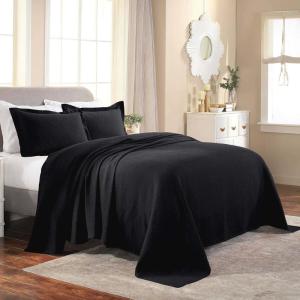 Superior Cotton Fleur De Lis Bedspread Set, Warm Blankets, All-Season Bedding, Bedroom Decor, Decorative Boho Medallion Coverlet, Includes 1 Bedspread, 2 Pillow Shams, Full, Peach(Black)