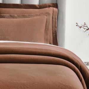 Superior Cotton Fleur De Lis Bedspread Set, Warm Blankets, All-Season Bedding, Bedroom Decor, Decorative Boho Medallion Coverlet, Includes 1 Bedspread, 2 Pillow Shams, Full, Peach(Burnt Orange 01)