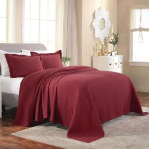 Superior Cotton Fleur De Lis Bedspread Set, Warm Blankets, All-Season Bedding, Bedroom Decor, Decorative Boho Medallion Coverlet, Includes 1 Bedspread, 2 Pillow Shams, Full, Peach(Garnet)