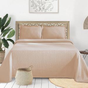 Superior Cotton Fleur De Lis Bedspread Set, Warm Blankets, All-Season Bedding, Bedroom Decor, Decorative Boho Medallion Coverlet, Includes 1 Bedspread, 2 Pillow Shams, Full, Peach(Peach)
