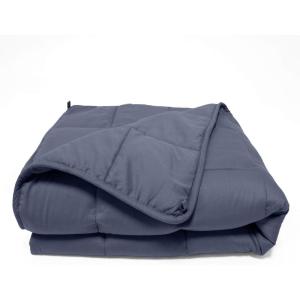 Superior Cotton Weighted Blanket, Perfect for Adults, Fluffy Baby Blankets, Warm, Comfy Bedding, Bedroom, Couch Throw, Blankets for Lounging, Modern Quilted Blanket 48″ x 72″ | 15lbs, Orient Blush(Navy Blue)