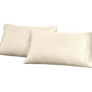 Superior Cotton-Blend 2-Piece Solid Pillowcases – Standard, Ivory(Ivory)