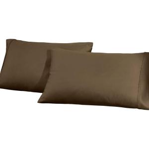 Superior Cotton-Blend 2-Piece Solid Pillowcases – Standard, Ivory(Taupe)