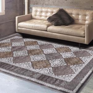 Superior Cotton-Polyester Blend Diamond Geometric Area Rug with Spray Latex Backing, 4′ x 6′, Grey-Slate