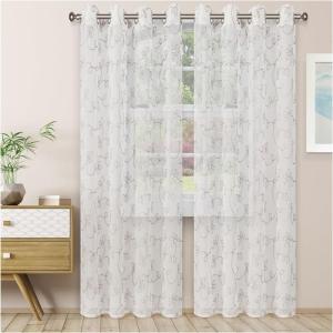 Superior Dalitso Rope Sheer Curtains, Window Accents, Braided Rope, Stripe, Te x tured, Traditional, Modern, Transitional Design with Stainless Grommets, Curtain Set of 2 Panels, 52″ W x 96″ L, Ecru(Grey)