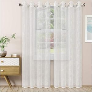 Superior Dalitso Rope Sheer Curtains, Window Accents, Braided Rope, Stripe, Te x tured, Traditional, Modern, Transitional Design with Stainless Grommets, Curtain Set of 2 Panels, 52″ W x 96″ L, Ecru(Ivory)