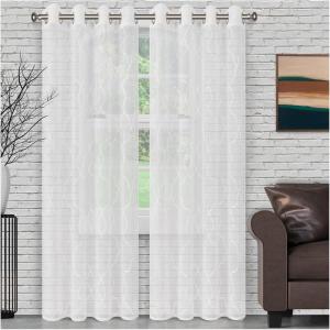 Superior Dalitso Rope Sheer Curtains, Window Accents, Braided Rope, Stripe, Te x tured, Traditional, Modern, Transitional Design with Stainless Grommets, Curtain Set of 2 Panels, 52″ W x 108″ L, White(White)