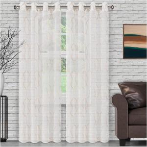 Superior Dalitso Rope Sheer Curtains, Window Accents, Braided Rope, Stripe, Te x tured, Traditional, Modern, Transitional Design with Stainless Grommets, Curtain Set of 2 Panels, 52″ W x 108″ L, White(Champagne)