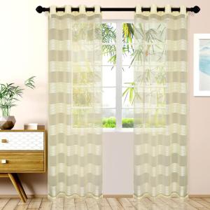 Superior Dalitso Rope Sheer Curtains, Window Accents, Braided Rope, Stripe, Textured, Traditional, Modern, Transitional Design with Stainless Grommets, Curtain Set of 2 Panels, 52″ x 84″, Lime(Cream)