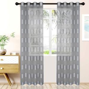 Superior Dalitso Rope Sheer Curtains, Window Accents, Braided Rope, Stripe, Textured, Traditional, Modern, Transitional Design with Stainless Grommets, Curtain Set of 2 Panels, 52″ x 84″, Lime(Graphite)