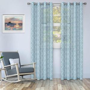 Superior Dalitso Rope Sheer Curtains, Window Accents, Braided Rope, Stripe, Textured, Traditional, Modern, Transitional Design with Stainless Grommets, Set of 2 Panels, 52″ W X 108″ L, Graphite(Light Blue)