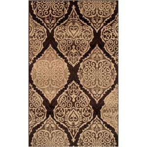 Superior Designer Amherst Collection Area Rug, 10mm Pile Height with Jute Backing, Scrolling Damask Medallion Pattern, Anti-Static, Water-Repellent Rugs – Grey, 5′ x 8′ Rug(Mocha)