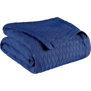Superior Diamond Weave All-Season Cotton Blanket, Cover for Home, Couch, Bed, Soft, Warm Blankets, Boho Aesthetic, Comfy, Cozy, and Cute Covers, Decorative Bedding Essentials, Full/Queen, Chocolate(Merritt Blue)