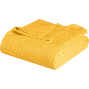 Superior Diamond Weave All-Season Cotton Blanket, Cover for Home, Couch, Bed, Soft, Warm Blankets, Boho Aesthetic, Comfy, Cozy, and Cute Covers, Decorative Bedding Essentials, Full/Queen, Chocolate(Yellow)
