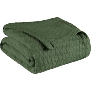 Superior Diamond Weave All-Season Cotton Blanket, Cover for Home, Couch, Bed, Soft, Warm Blankets, Boho Aesthetic, Comfy, Cozy, and Cute Covers, Decorative Bedding Essentials, Full/Queen, Chocolate(Forest Green)